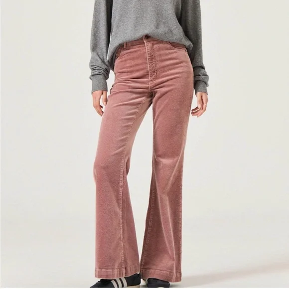 ROLLA'S Dusty Pink Corduroy Flare Jeans - Picture 1 of 11